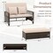 Patio Loveseat and Ottoman Set with 4-level Adjustable Backrest and Storage Area